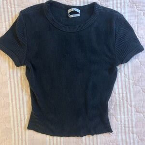 Urban Outfitters Black Ribbed Short Sleeve Tee